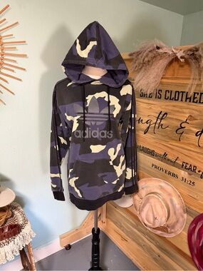 Adidas Camo Hoodie in Navy, Olive & Cream